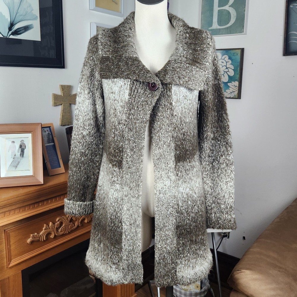 Carducci Single Button Fuzzy Knit Cardigan Sweater Size M